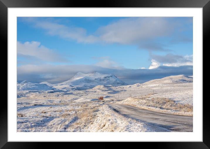 The NC500 route in snow Framed Mounted Print by Lynda Simpson