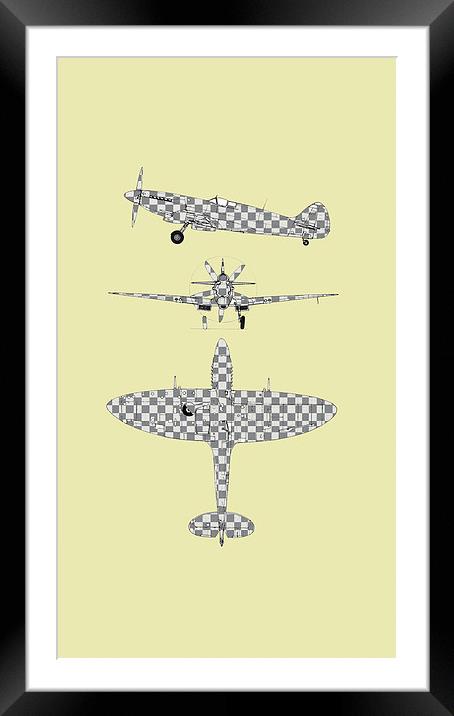  Spitfire Blueprints Framed Mounted Print by Jack Snelling