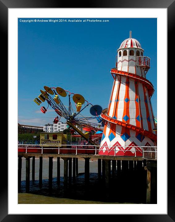  Paratrooper & Helter Skelter, Clacton Pier Framed Mounted Print by Andrew Wright
