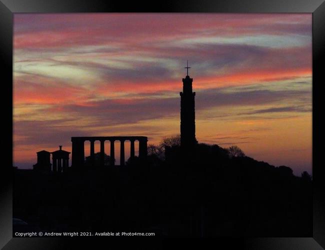 Dawn Over Calton Hill, Edinburgh Framed Print by Andrew Wright