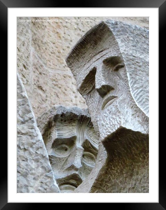 Sagrada Familia Carvings Framed Mounted Print by Andrew Wright