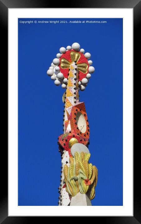 Modernista Spire, Sagrada Familia, Barcelona Framed Mounted Print by Andrew Wright