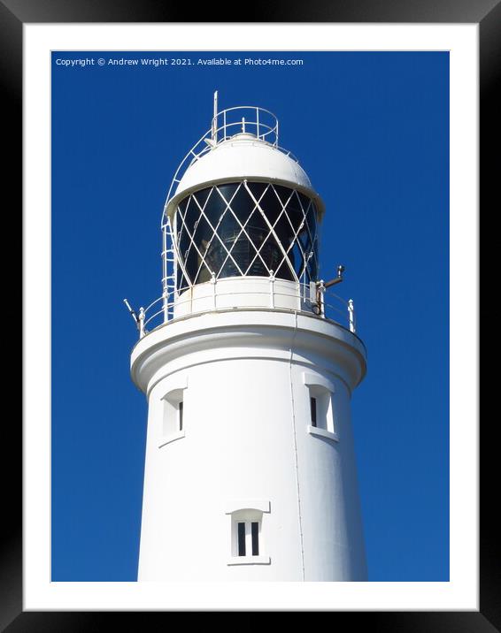 Portland Bill Lighthouse - WHITE Framed Mounted Print by Andrew Wright