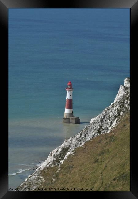 Beachy Head Lighthouse Framed Print by Simon Hackett