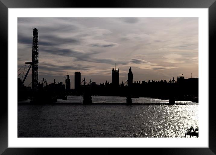  London in Silhouette Framed Mounted Print by Simon Hackett