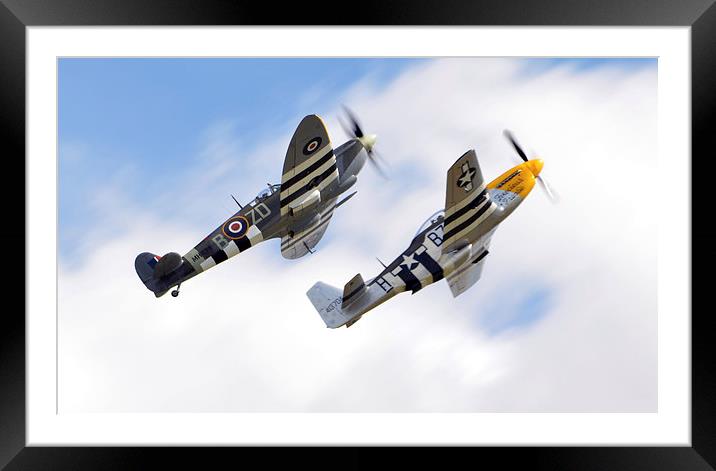  spitfire & mustang close formation  Framed Mounted Print by Andy Stringer