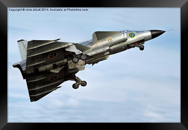   Saab AJS-37 Viggen getting airborne at RAF Waddi Framed Print by chris albutt