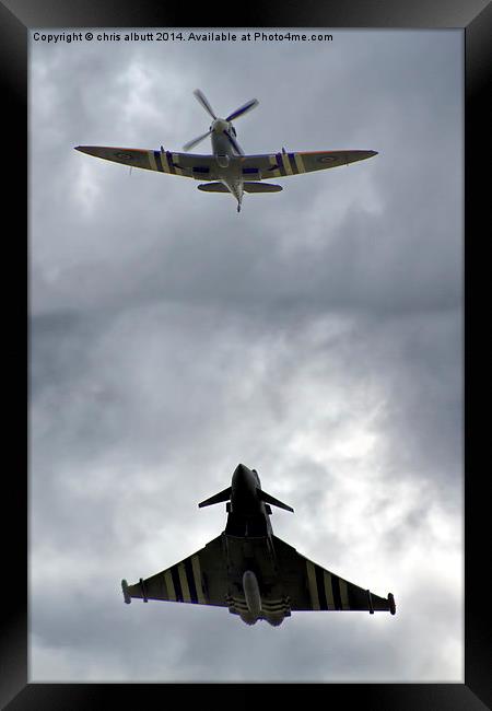  Spitfire with Typhoon Framed Print by chris albutt