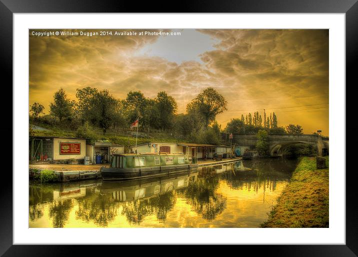 Daresbury canal filling station Framed Mounted Print by William Duggan