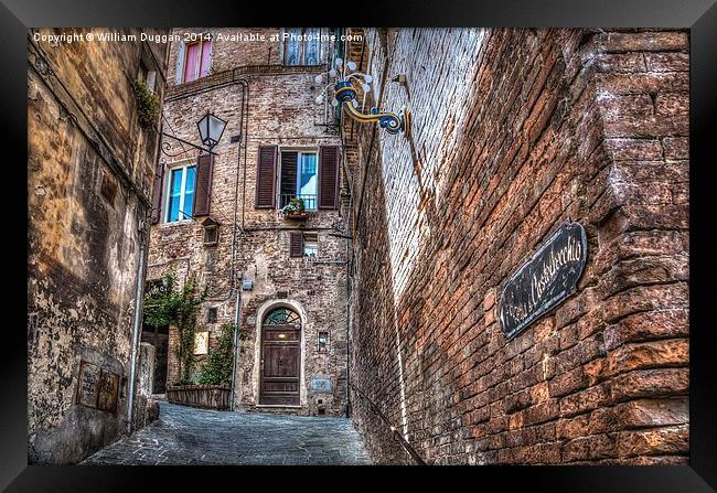  San Gimignano Alleyway  Framed Print by William Duggan