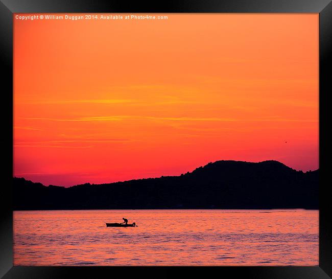  Croatian fishing Boat Sunset Framed Print by William Duggan
