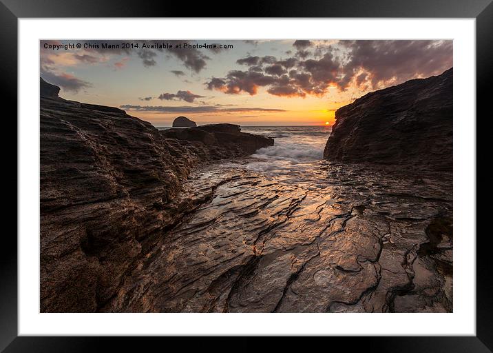  Trebarwith Summer Sunset Framed Mounted Print by Chris Mann