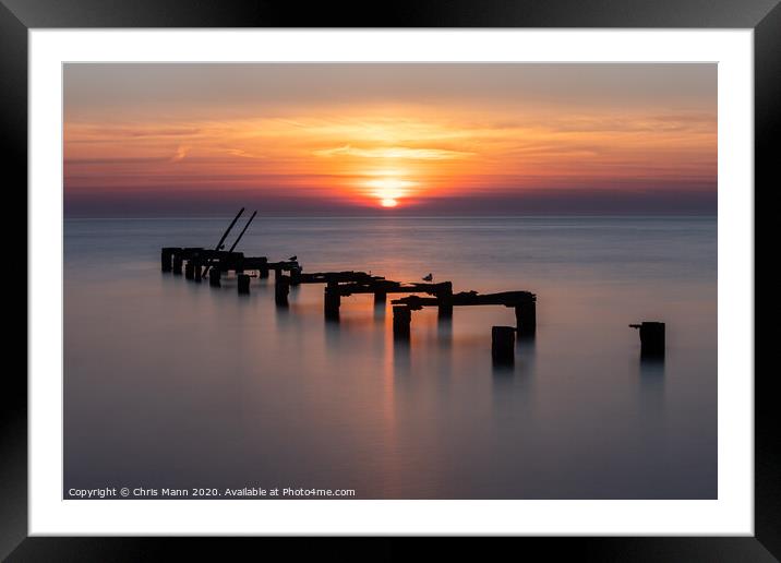 Sunset Pier Framed Mounted Print by Chris Mann