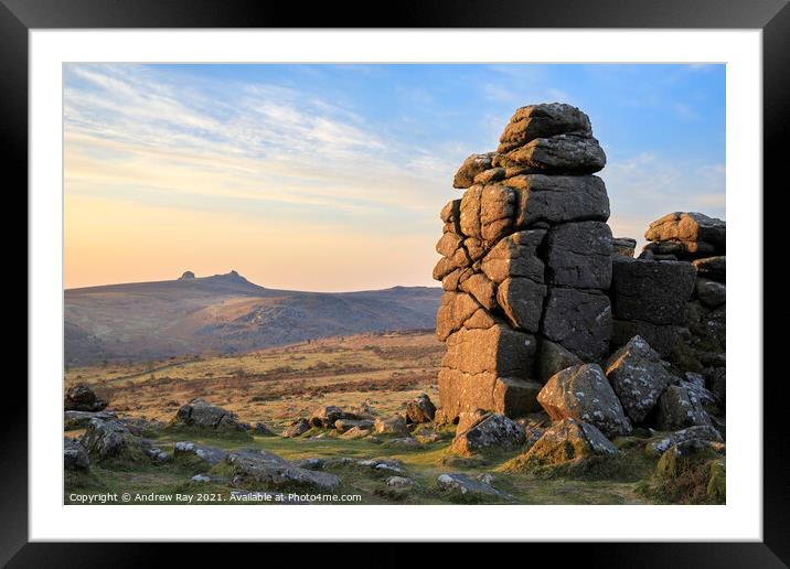Morning light (Hound Tor) Framed Mounted Print by Andrew Ray
