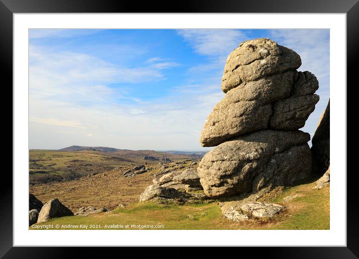 Saddle Tor view Framed Mounted Print by Andrew Ray