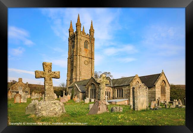 Gravestones at Widecombe-in-the-Moor Framed Print by Andrew Ray