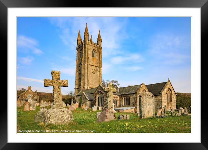 Gravestones at Widecombe-in-the-Moor Framed Mounted Print by Andrew Ray