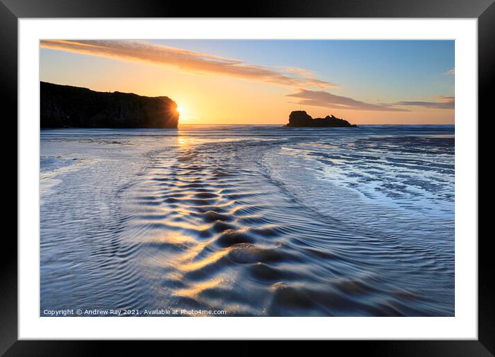 River at sunset (Perranporth) Framed Mounted Print by Andrew Ray