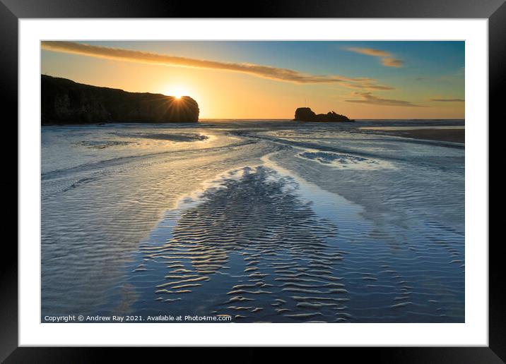 Towards the setting sun (Perranporth)  Framed Mounted Print by Andrew Ray