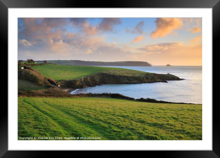 Track above Porthcurnick Framed Mounted Print by Andrew Ray
