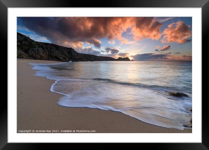 Sunrise view (Porthcurno) Framed Mounted Print by Andrew Ray
