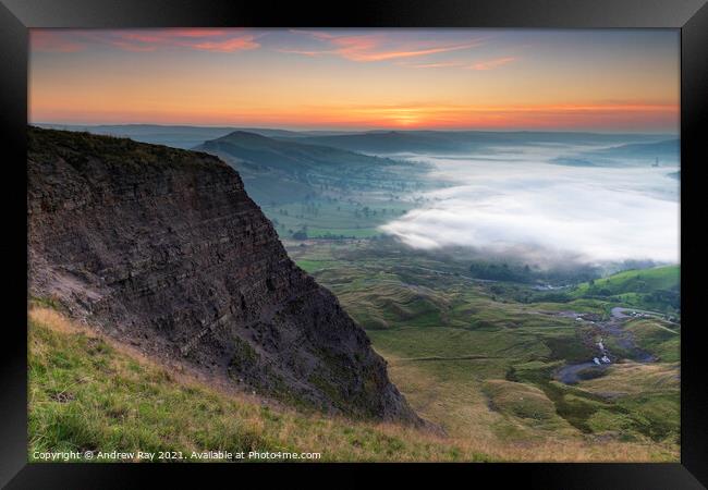 Mam Tor at sunrise Framed Print by Andrew Ray