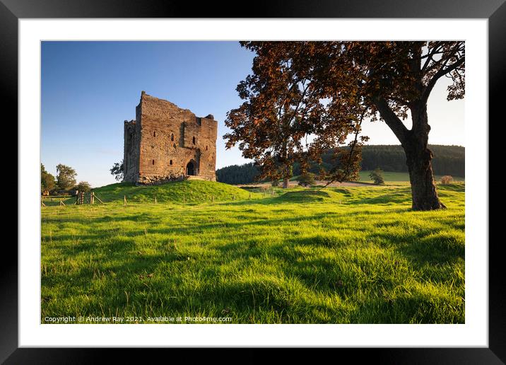 Evening light at Hopton Castle Framed Mounted Print by Andrew Ray
