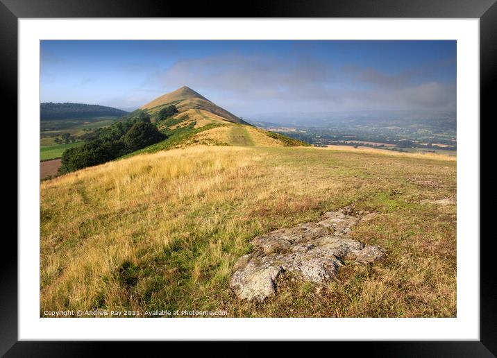 Towards the summit of The Lawley  Framed Mounted Print by Andrew Ray