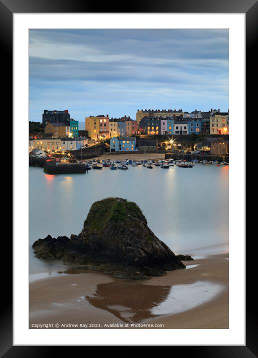 Twilight at Tenby Harbour Framed Mounted Print by Andrew Ray