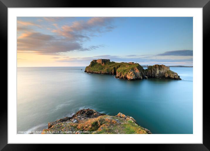 St Catherines Island at sunrise (Tenby)  Framed Mounted Print by Andrew Ray