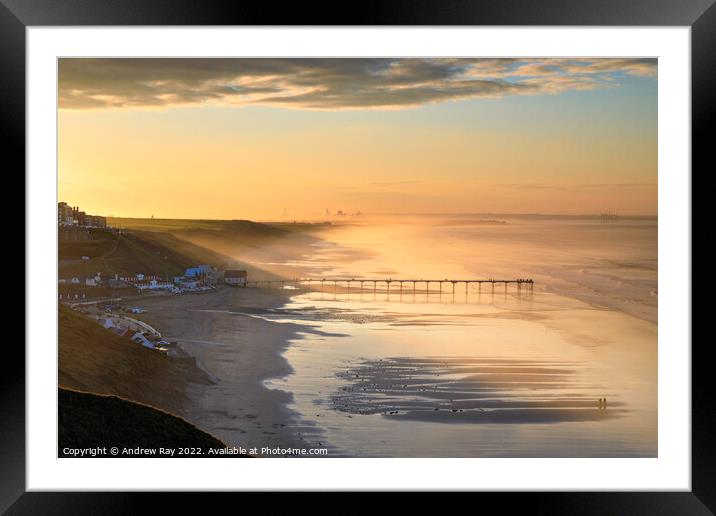 Late light on Saltburn Beach Framed Mounted Print by Andrew Ray