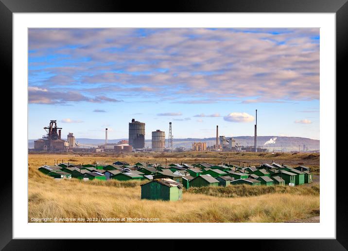 Fisherman's huts at South Gare Framed Mounted Print by Andrew Ray