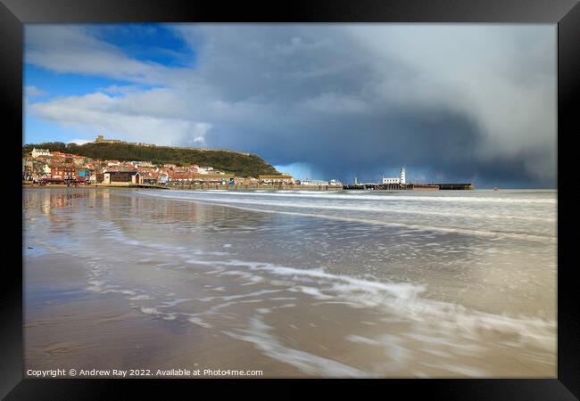 Storm clouds over Scarborough Framed Print by Andrew Ray