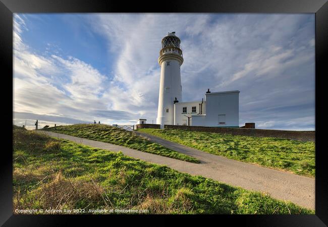 Towards Flamborough Lighthouse  Framed Print by Andrew Ray