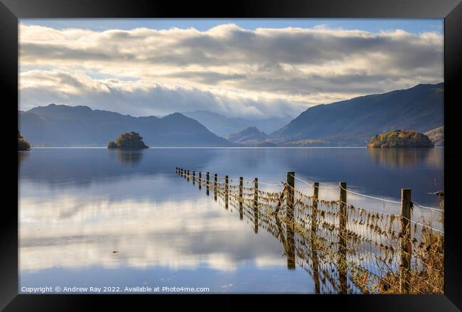 Fence on Derwentwater Framed Print by Andrew Ray
