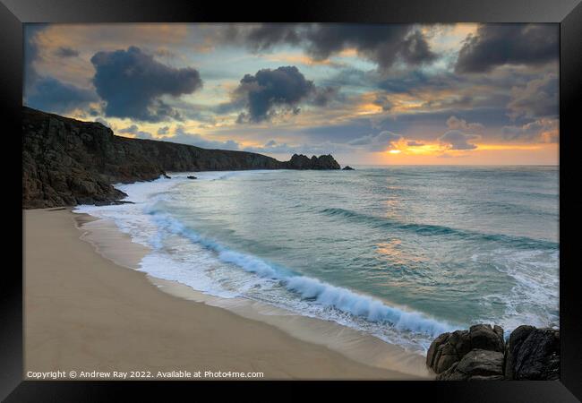 Coast path view at Porthcurno Framed Print by Andrew Ray