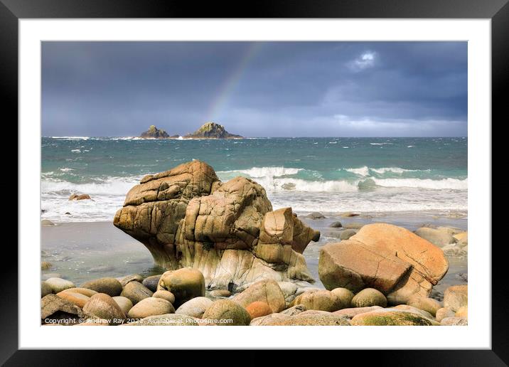 Rainbow over The Brisons  Framed Mounted Print by Andrew Ray