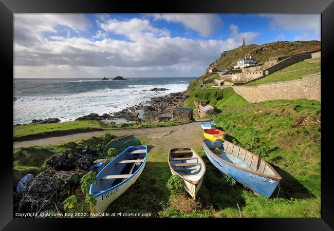 Boats at Cape Cornwall  Framed Print by Andrew Ray