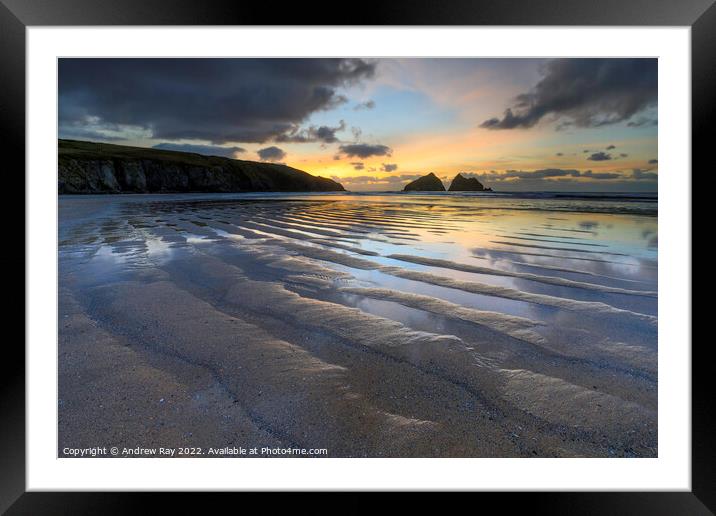 Sand pattern at sunset (Holywell)  Framed Mounted Print by Andrew Ray