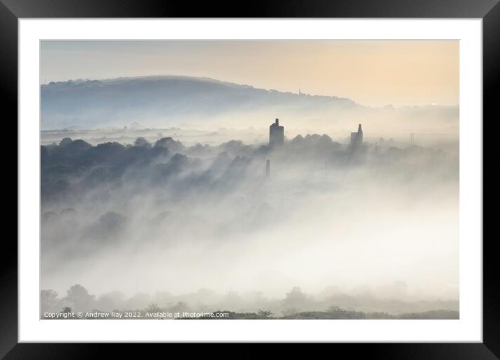 Misty morning (Wheal Uny Mine) Framed Mounted Print by Andrew Ray