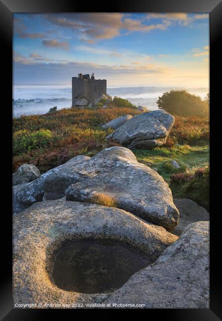 Early morning at Carn Brea Castle Framed Print by Andrew Ray