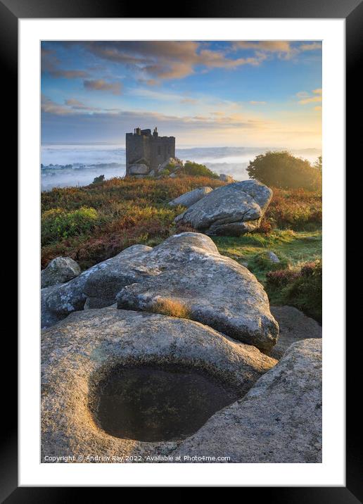 Early morning at Carn Brea Castle Framed Mounted Print by Andrew Ray