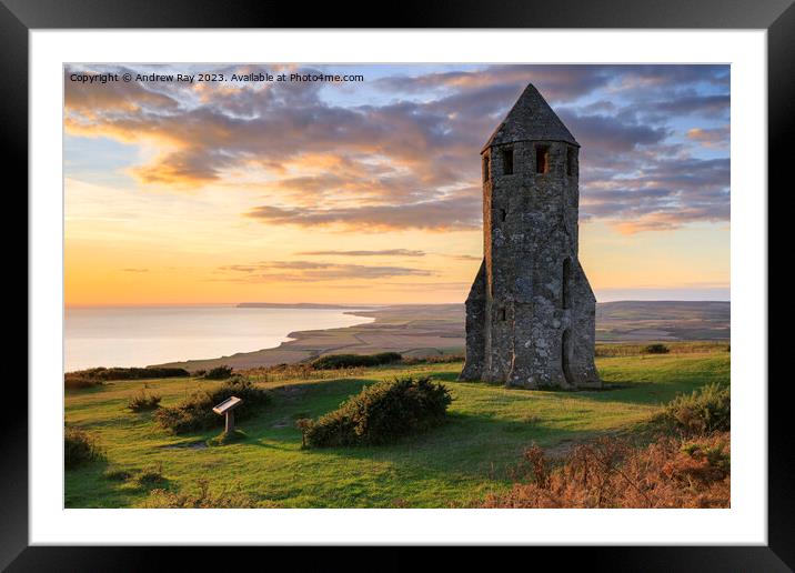 Late light at St. Catherine's Oratory Framed Mounted Print by Andrew Ray