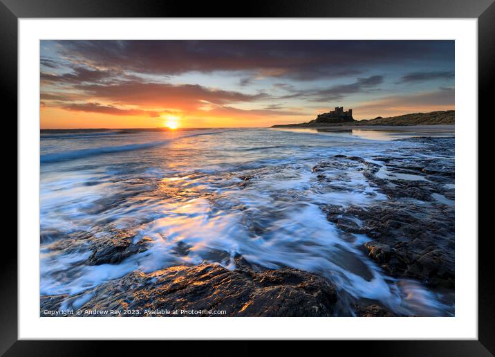 Sunrise at Bamburgh Framed Mounted Print by Andrew Ray