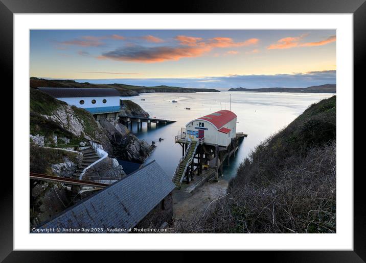 Sunset over St David's RNLI Stations Framed Mounted Print by Andrew Ray