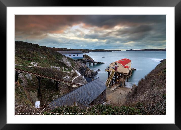 St David's RNLI Stations at sunset  Framed Mounted Print by Andrew Ray