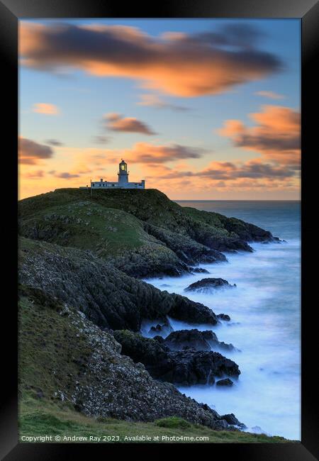 Strumbles Lighthouse at sunset  Framed Print by Andrew Ray