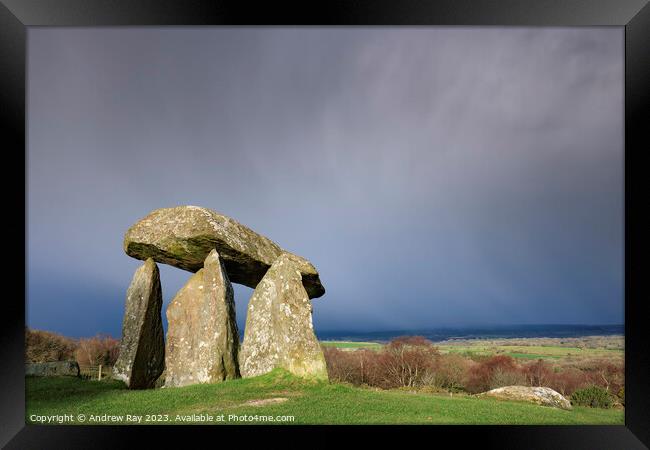 Stormy morning at Pentre Ifan Framed Print by Andrew Ray