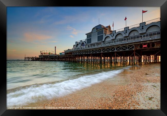 Southsea Pier at sunset Framed Print by Andrew Ray