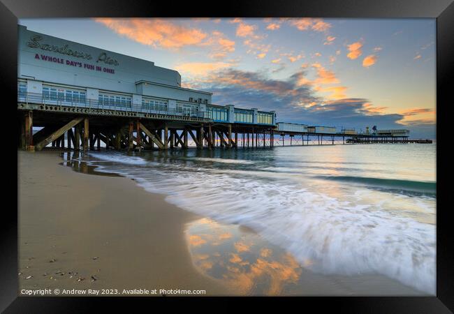 Morning at Sandown Pier Framed Print by Andrew Ray